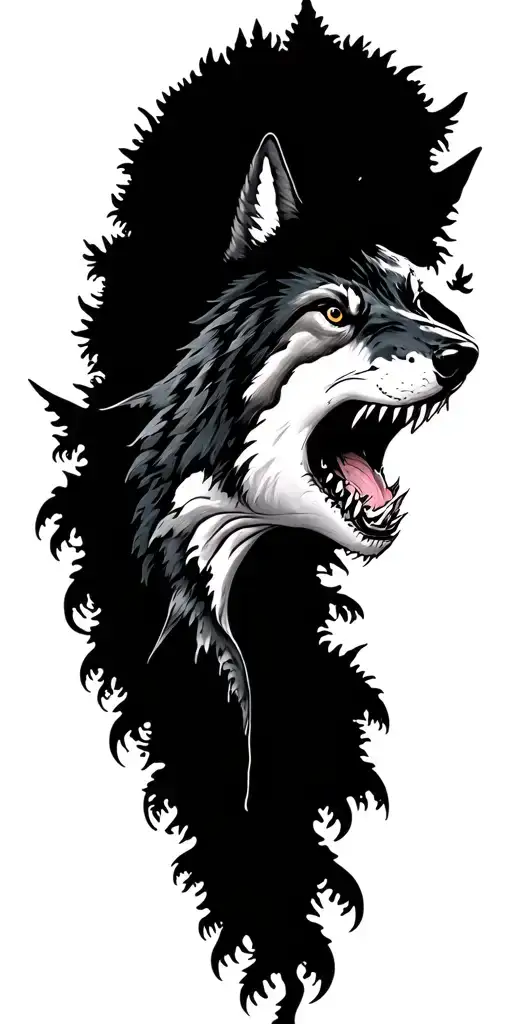 Mandra Style With Sea Forest Shark Wolfs Face Split