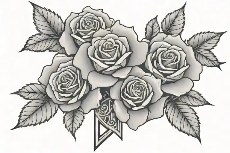Roses With Negative Space Cross