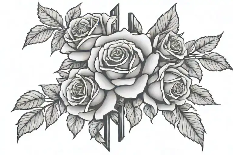Roses With Negative Space Cross