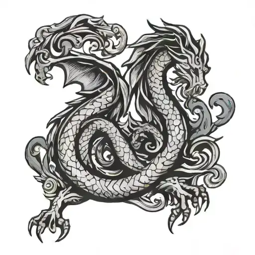 Virgo Horoscop Combined With Dragon Small Line Black Tattoo On One Finger For Man