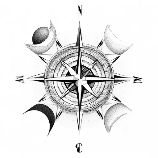 Compass Traveller Gears Science Tattoo Geometric Minimalist