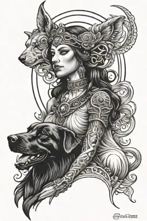Hecate Dog Goddess Surrounded