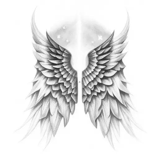 Angel Wings And Two Stars