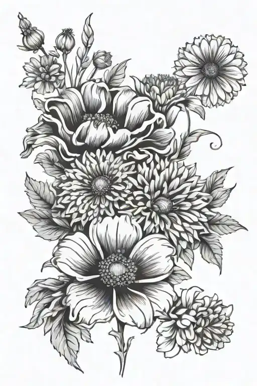 Poppy Flowers And Chrysanthemum Flower And Daisy Flower