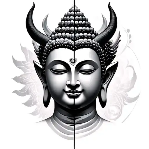 Buddha With Oni Mask Split