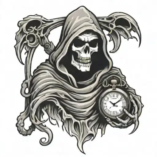 Grim Reaper With Pocket Watch Surrounded