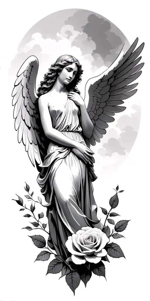 Angel And Rose With He Ascends