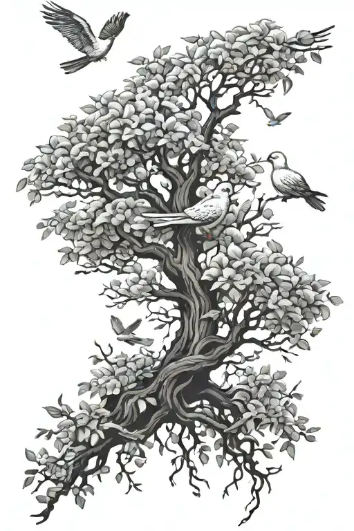 Poison Tree With Doves Flying Away