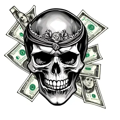 La Skull And Dollars Arm Sleeve Chicano