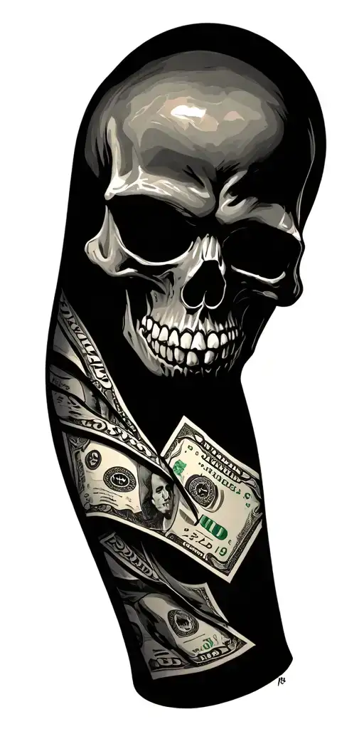 La Skull And Dollars Arm Sleeve Chicano