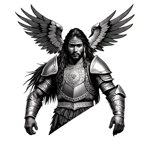 Indian Wearing Knight Armor With Eagle Wings