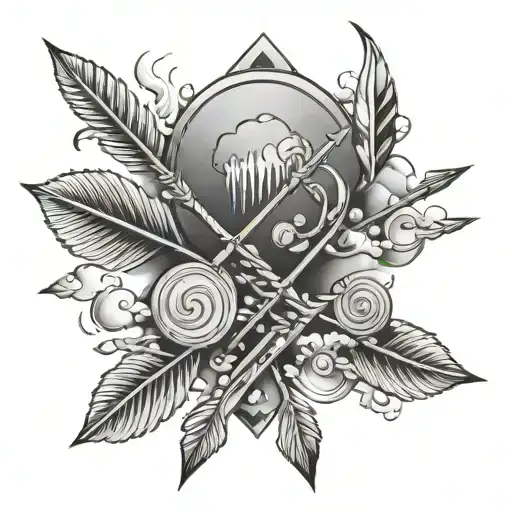 Fire Arrows With Coins And Clouds