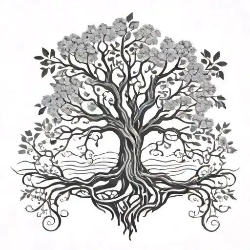 Tree Of Life With Intertwined Roots And Branches