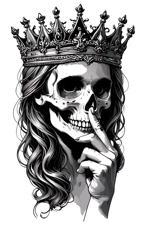 Dead Head Woman With Crown And Middle Index Finger