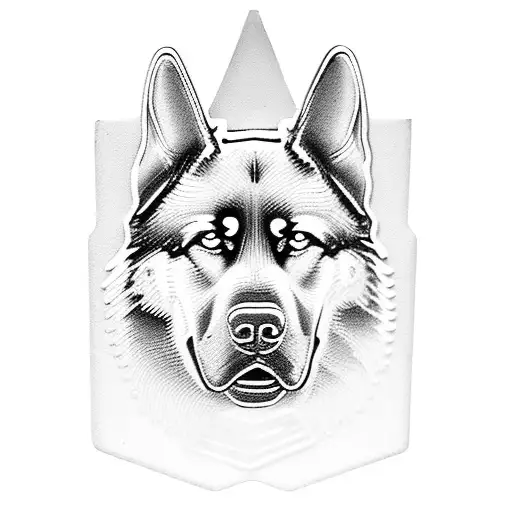 A Security Badge With A Muscular German Shepard And Rottweiler Standing Guard On Each Side