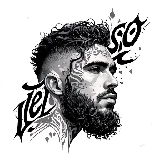 Veloso Word In Back Tattoo Men