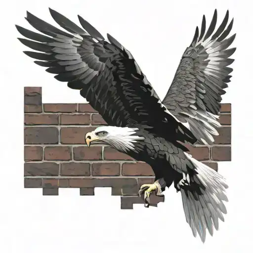 A Eagle Going Through A Brick Wall