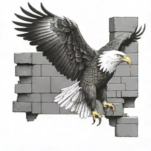 A Eagle Going Through A Brick Wall