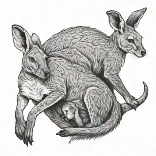 Draw A Mother Kangaroo With Her Baby In Her Pouch
