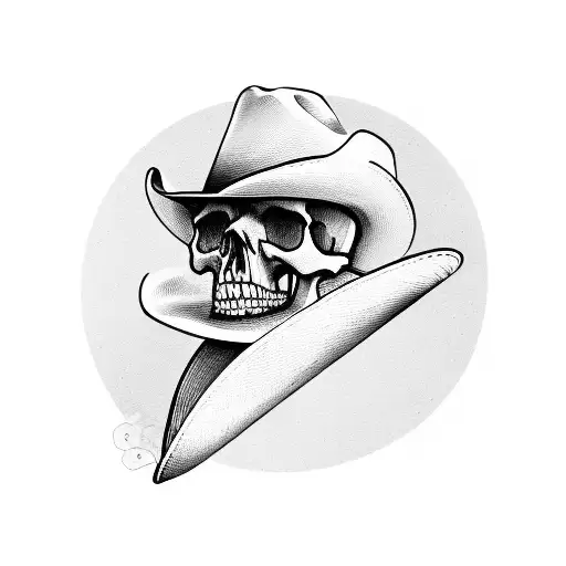 Skull Wearing A Cowboy Hat And Playing A Guitar