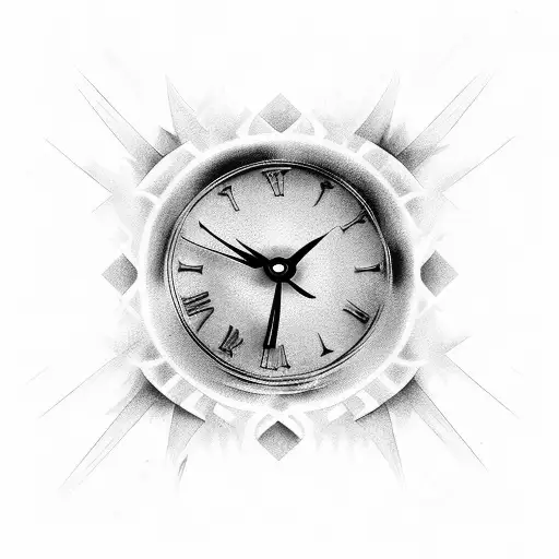 A Clock Face With A Phoenix Silhouette As The Background