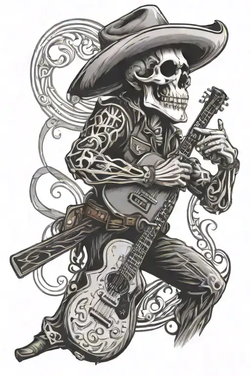 Cowboy Skull With Guitar