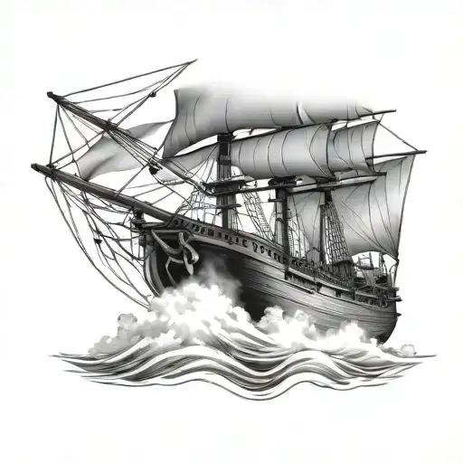 Pirate Sailing Ship Front View