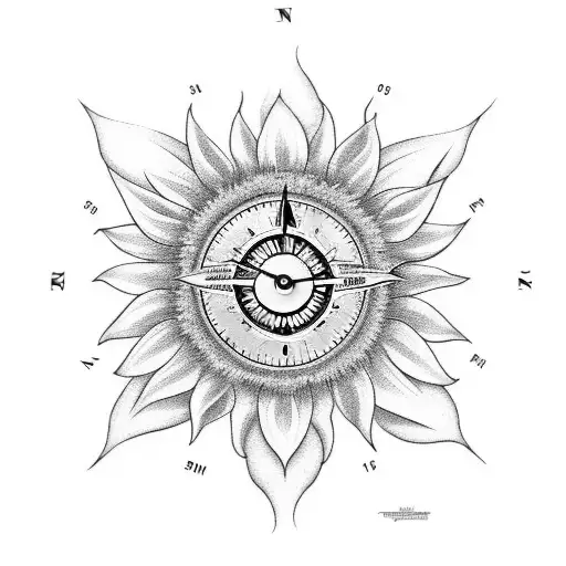 Clock Compass Sunflower