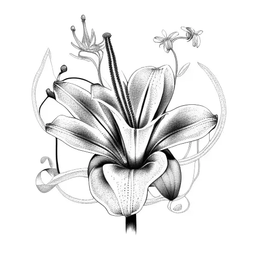 Abstract Botanical Lilly Line Work