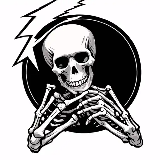 Skeleton Holding Lightning Bolt