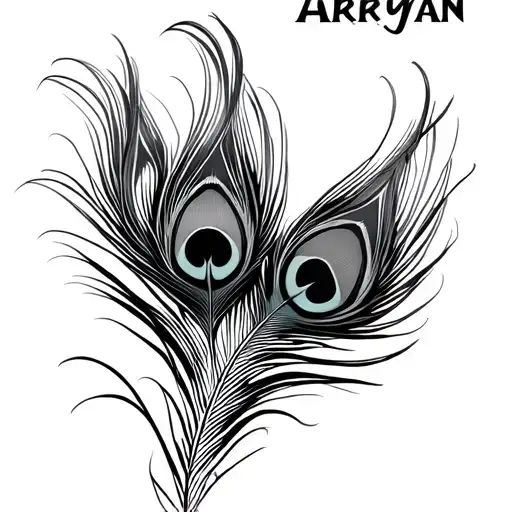Peacock Feather With The Name Aaryan