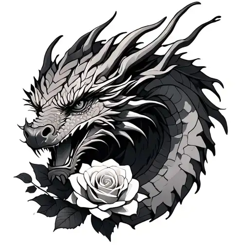 Dragon With Roses