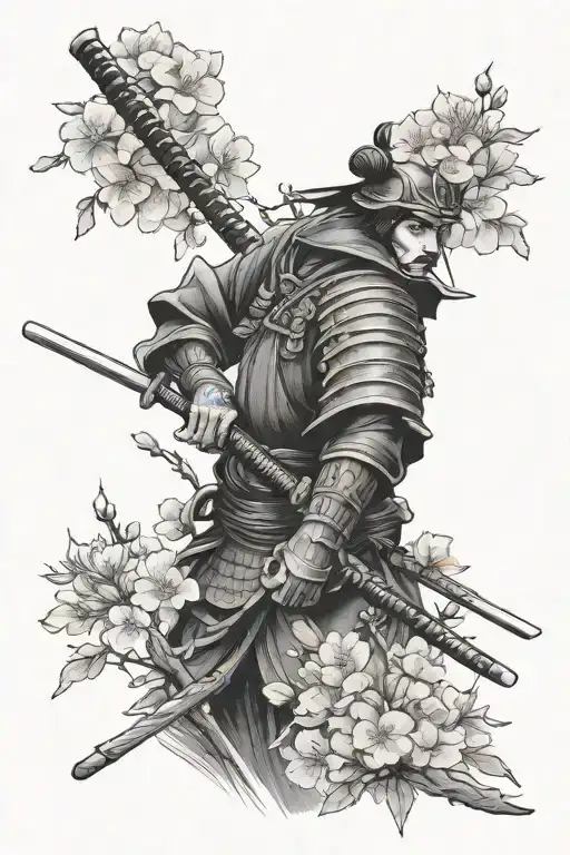Samurai And Cherry Blossom