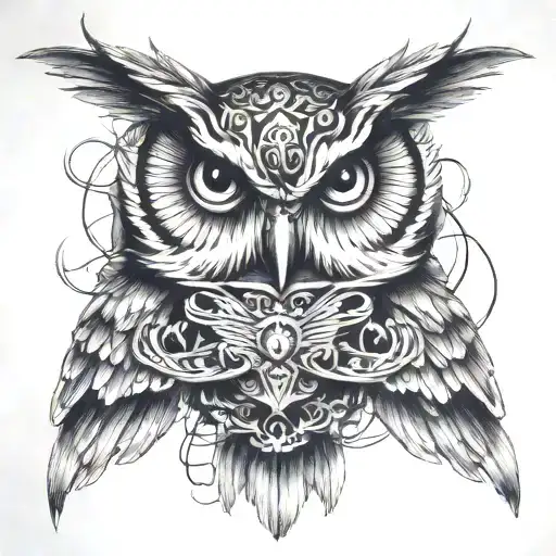 Owl Flying Holding Mask Thrme