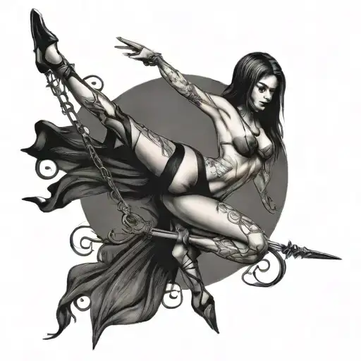 A Gothic Inspired Tattoo Of A Pole Dancer With A Dark And Mysterious Aura