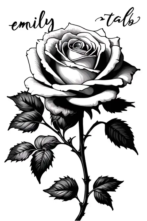 Rose With Emily Written As The Stem