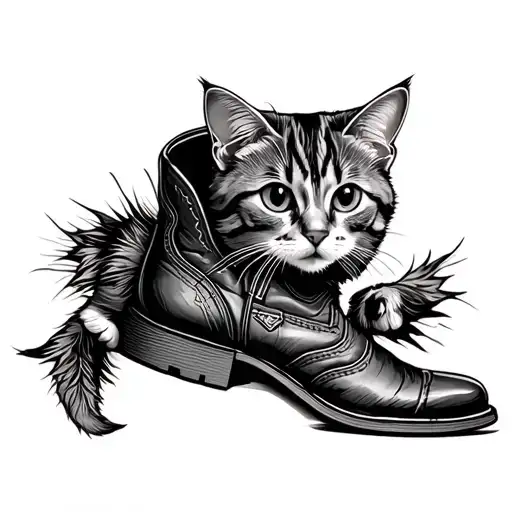 Cat Peaking Out Of Cowboy Boot