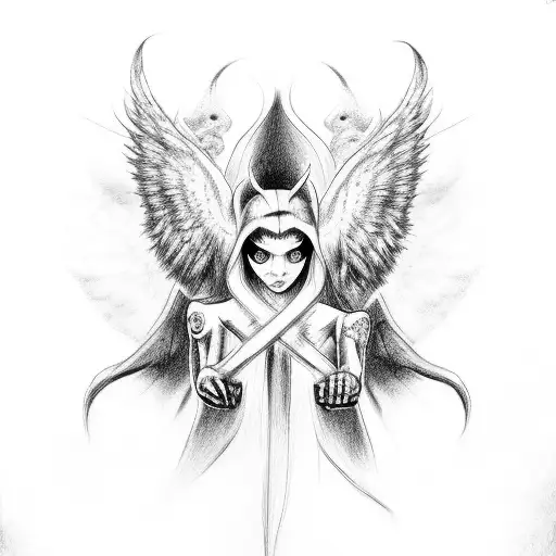 Abstract Representation Of A Demon And An Angel Intertwined