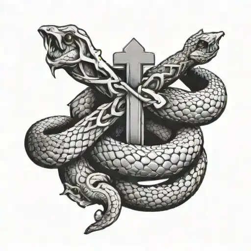 A Cross Wrapped Around A Snake