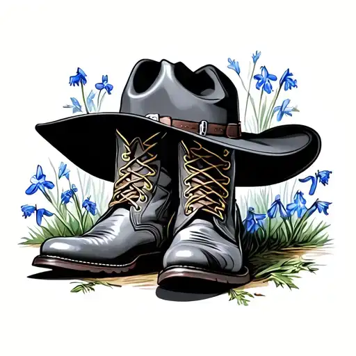 Cowboy Hat Cowboy Boots And Bluebells