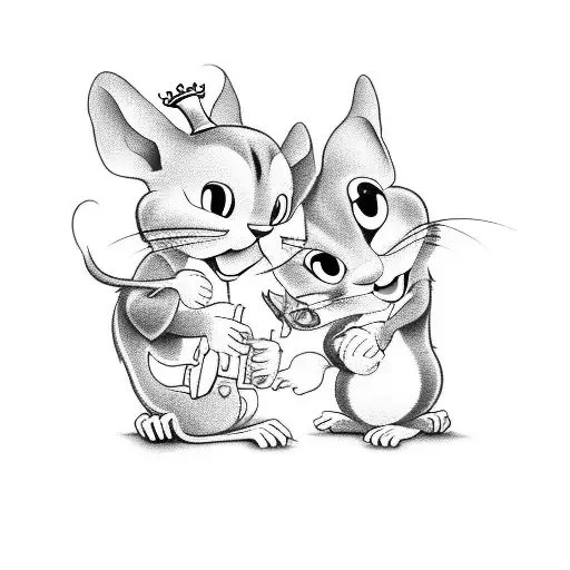 Tom And Jerry With Crown In Head