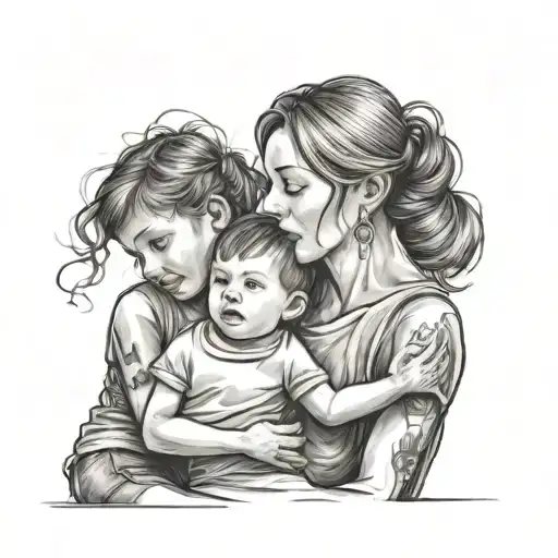 A Mother And Two Sons Sketch