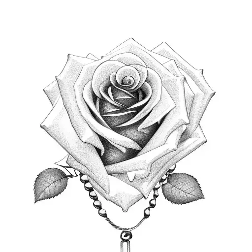 Rose With Pocket Watch And Beads