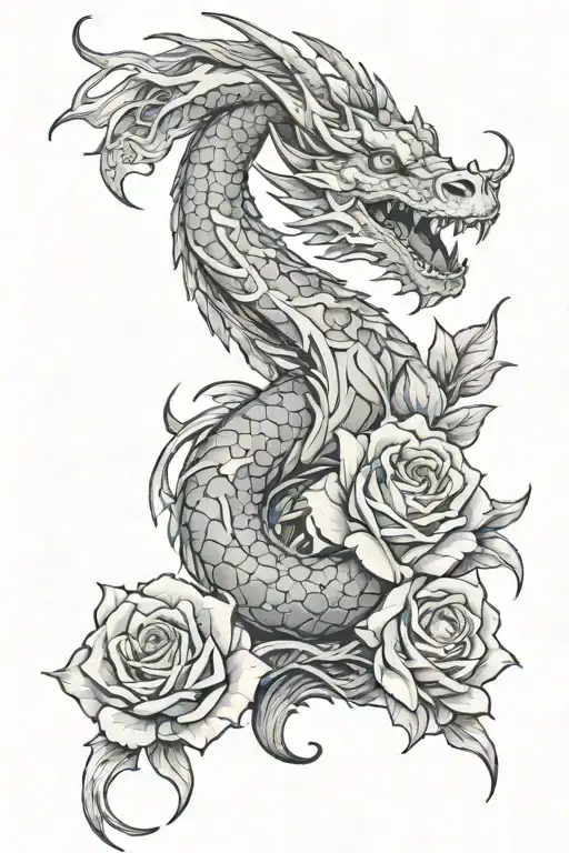 Dragon With Roses