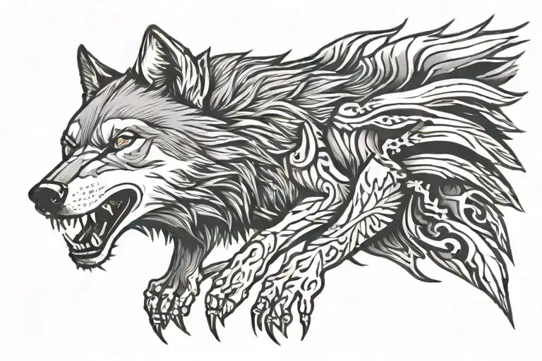 Wolf Clawing Skin Arm