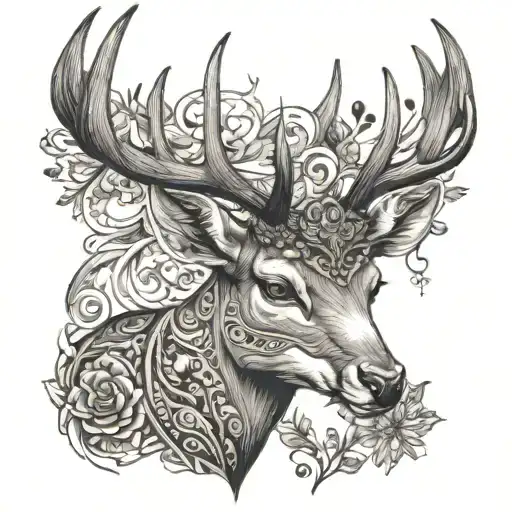 Deer With Impressive Antlers Namaste Balance