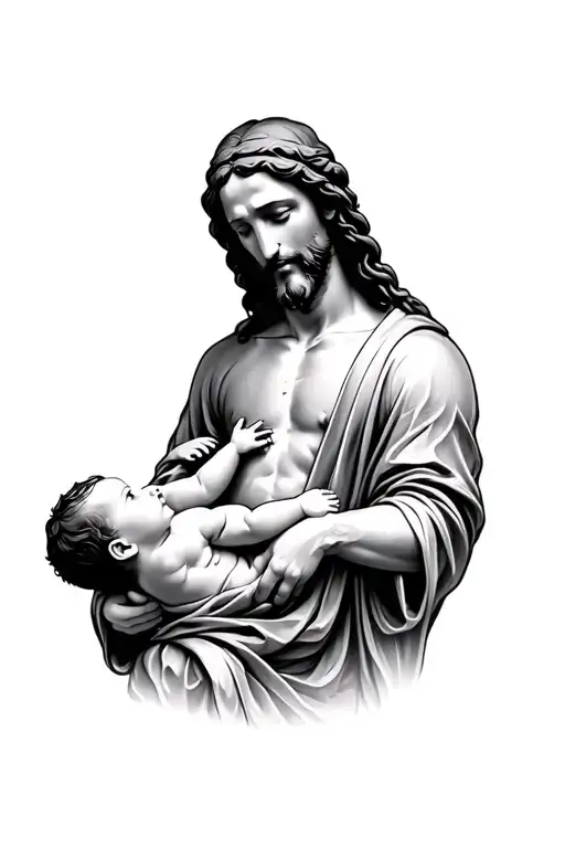 Jesus Holding Baby Boy