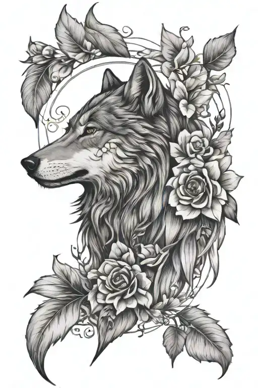 Flowers With Wolf Face Inside