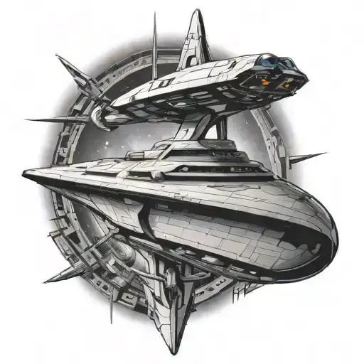Uss Enterprise D And Cylon Scar