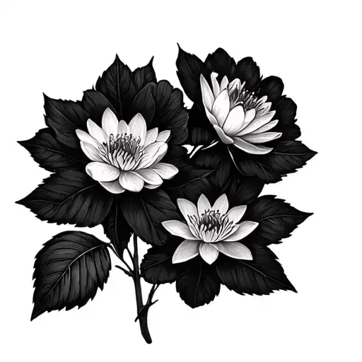 Geraniums And Water Lillies